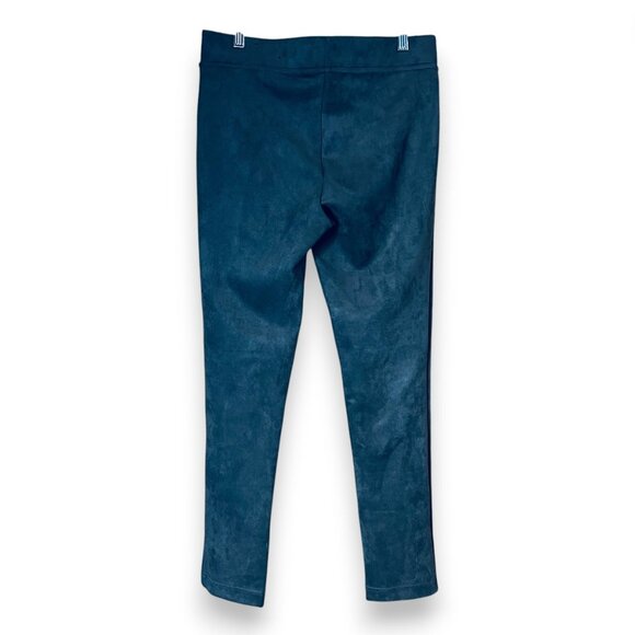 Andrew Mac Faux Suede Pants Womens Small Teal Blue Green Stretch Pull On Legging - Picture 2 of 7